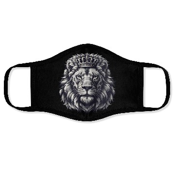Discover Royal Lion Face with Crown Black and Grey Face Masks