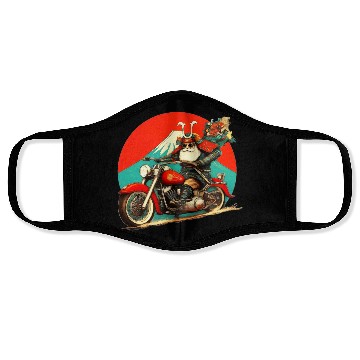 Discover Santa Samurai Riding Motorcycle Graphic Face Masks