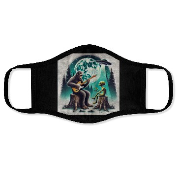 Discover Alien Bigfoot Guitar Sasquatch Present For Kids Face Masks