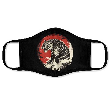 Discover Japanese tiger with wave Face Masks
