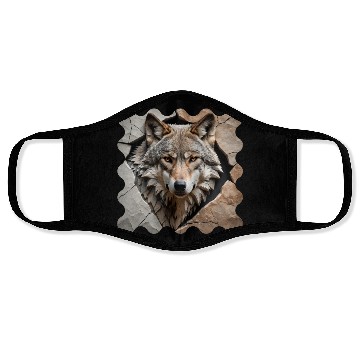 Discover Wolf Emerging Through Stone Face Masks