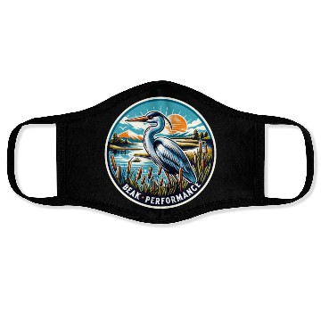 Discover Great Blue Heron Beak Performance Retro Face Masks