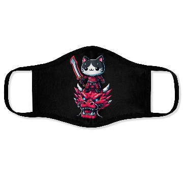 Discover Samurai Cat with Sword on Dragon in Epic 3D Effect Face Masks