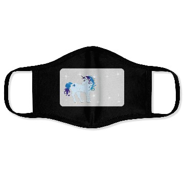 Discover Fantasy unicorn - grey blue- design for kids Face Masks