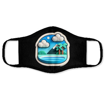 Discover Blue sky with cloud Face Masks