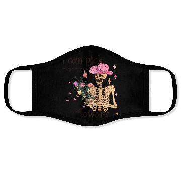 Discover Funny Cowboy Skeleton with Flowers Face Masks
