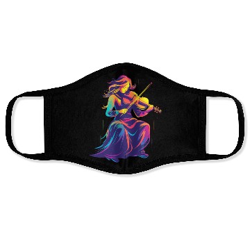 Discover Violin Girl Retrowave Face Masks