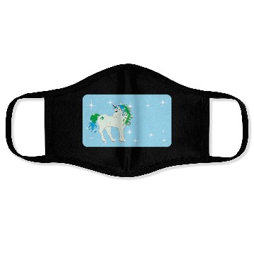 Discover Fantasy unicorn - aqua blue - design for kids Face Masks
