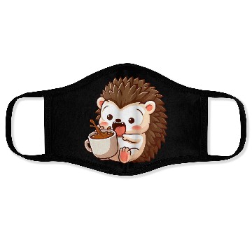 Discover Hedgehog Caffeine Comic funny shocked hedgehog Face Masks