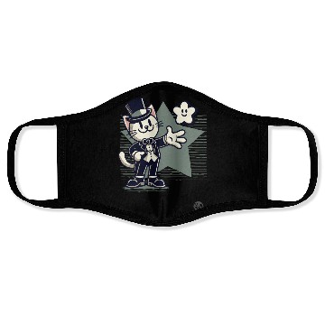 Discover Happy Retro Cartoon Cat in Tuxedo with Star Face Masks