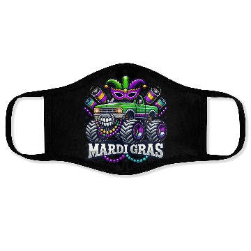 Discover Mardi Gras Monster Truck Design Face Masks
