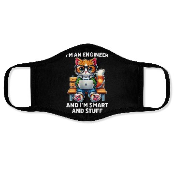 Discover Funny Cat Developer I'm An Engineer And I'm Smart Face Masks
