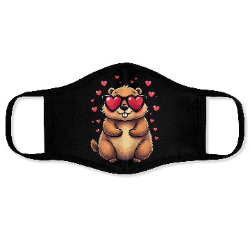Discover Groundhog Valentines day Animal Lovers Face Masks