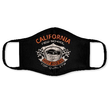 Discover California New School Hot Rod Co. Face Masks