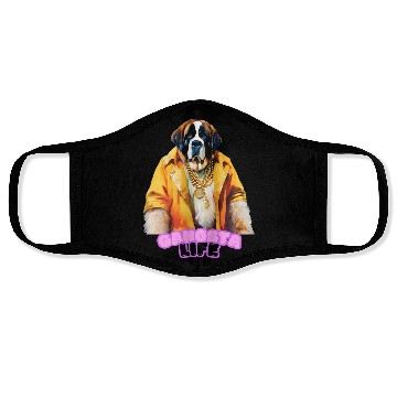 Discover Gangsta Life Saint Bernard Face Masks