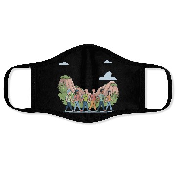 Discover Explore Together adevnture travel quote text art Face Masks