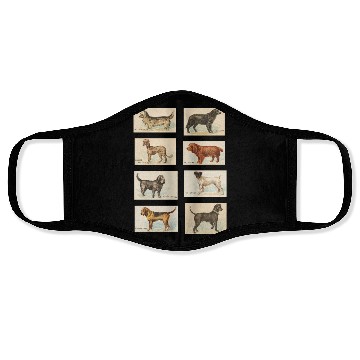 Discover Vintage Dog Illustration Collection Face Masks