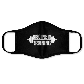 Discover Disciple in training barbell Christian Face Masks