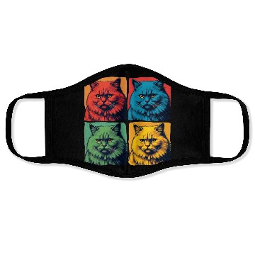 Discover Colorful Pop Art Cat Portrait Face Masks