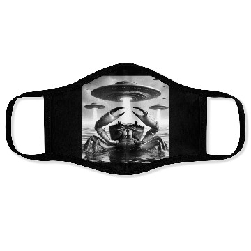Discover Crab Marine Funny Graphic Selfie with UFOs Weird A Face Masks
