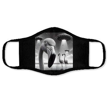 Discover Flamingo Sci-fi Funny Graphic Selfie with UFOs Wei Face Masks