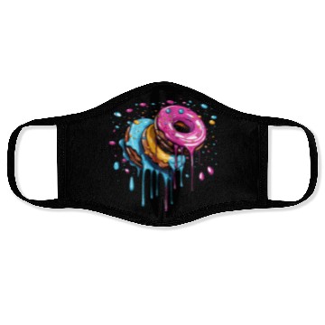 Discover drippy flying donuts graphic design Face Masks