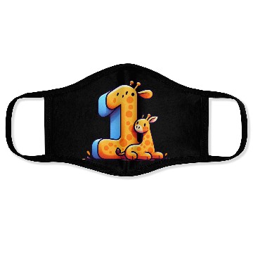 Discover Cheerful Giraffe with Number 1 Design Face Masks