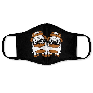 Discover Two Dogs Pug Sunglasses Cap Teenager Team Friends Face Masks