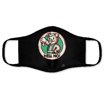 Discover Hell No! Grumpy thunbs down Pig Attitude Face Masks