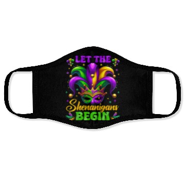 Discover Let the Shenanigans Begin Mardi Gras Design Face Masks