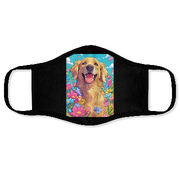Discover Super cute Golden Retriever Face Masks
