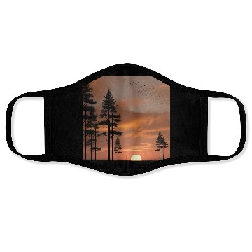Discover Pine forest at sunset Face Masks