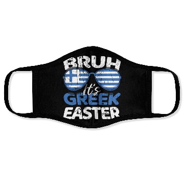 Discover Bruh It's Greek Easter Greece Flag Funny Easter Face Masks