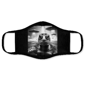 Discover Sea Turtle Funny Graphic Selfie with UFOs Weird A Face Masks