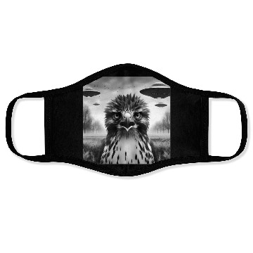 Discover Hawk falcon Funny Graphic Selfie with UFOs Weird Face Masks
