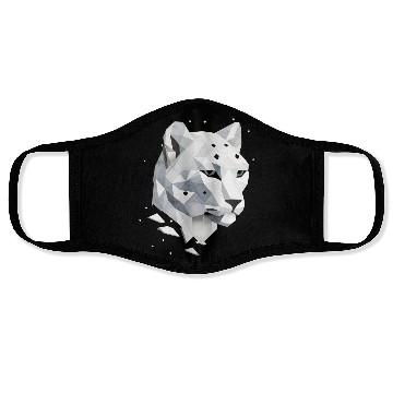 Discover Geometric Snow Leopard - Elegance of the Wild Face Masks