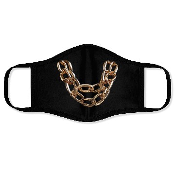 Discover Shiny gold bold chain Face Masks