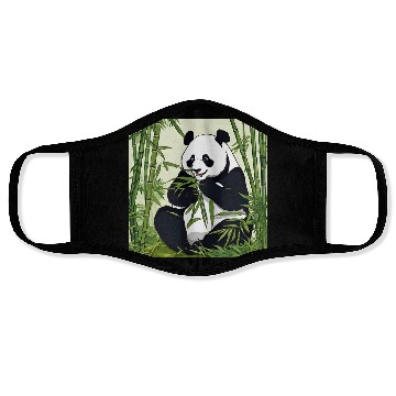 Discover Chill Panda Eating Bamboo Cute Relaxed Design Face Masks