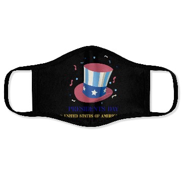 Discover US flag on the hat.Presidents Day Face Masks