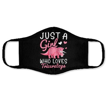 Discover Girl Who Loves Triceratops Triceratops Lover Girl Face Masks