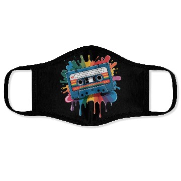 Discover 80s Retro Cassette Splash Classic Cassette Tape Face Masks
