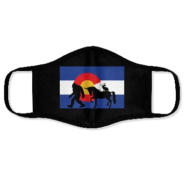 Discover Mythical Creature and Jeep in Colorado Flag Face Masks