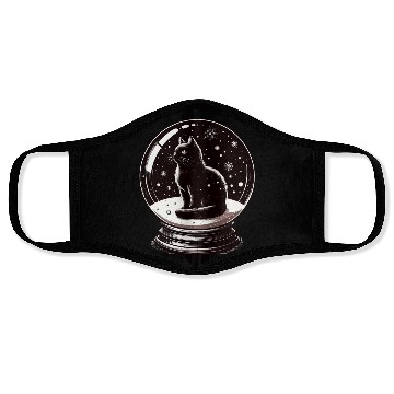 Discover Snow Globe With Black Cat Winter To Shake Face Masks