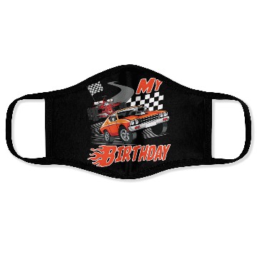 Discover Fun My Birthday Race Car Boys Girls Youth Men Face Masks