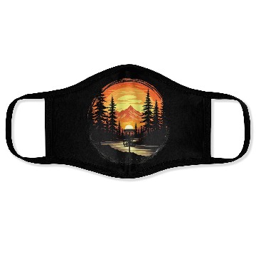 Discover Disc Golf Mountain Sunset Face Masks