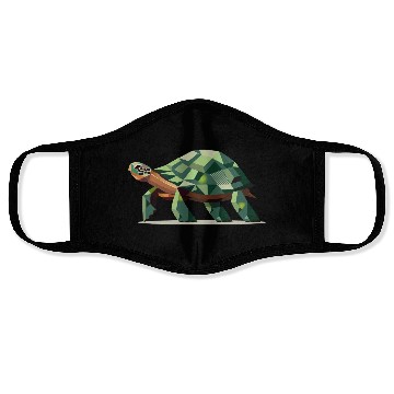Discover stylized turtle in polygonal design Face Masks