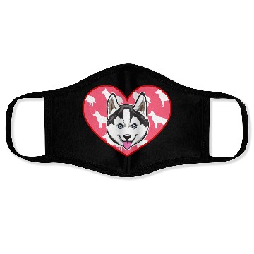 Discover SIBERIAN HUSKY HEART Face Masks