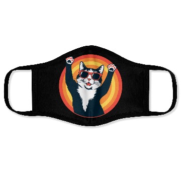 Discover Retro 80s Cat Design, Hello Guys Face Masks