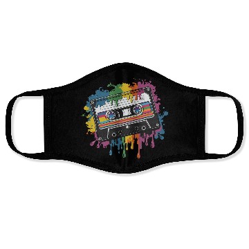 Discover 80s Retro Cassette Splash Classic Cassette Tape Face Masks