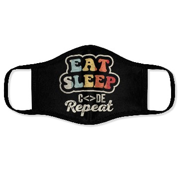Discover Eat Sleep Code Face Masks Computer Coding Retro Vintage